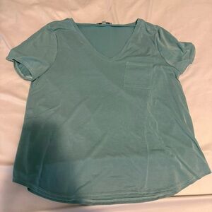 Green Envelope Fitted Cap Sleeve Green T-Shirt